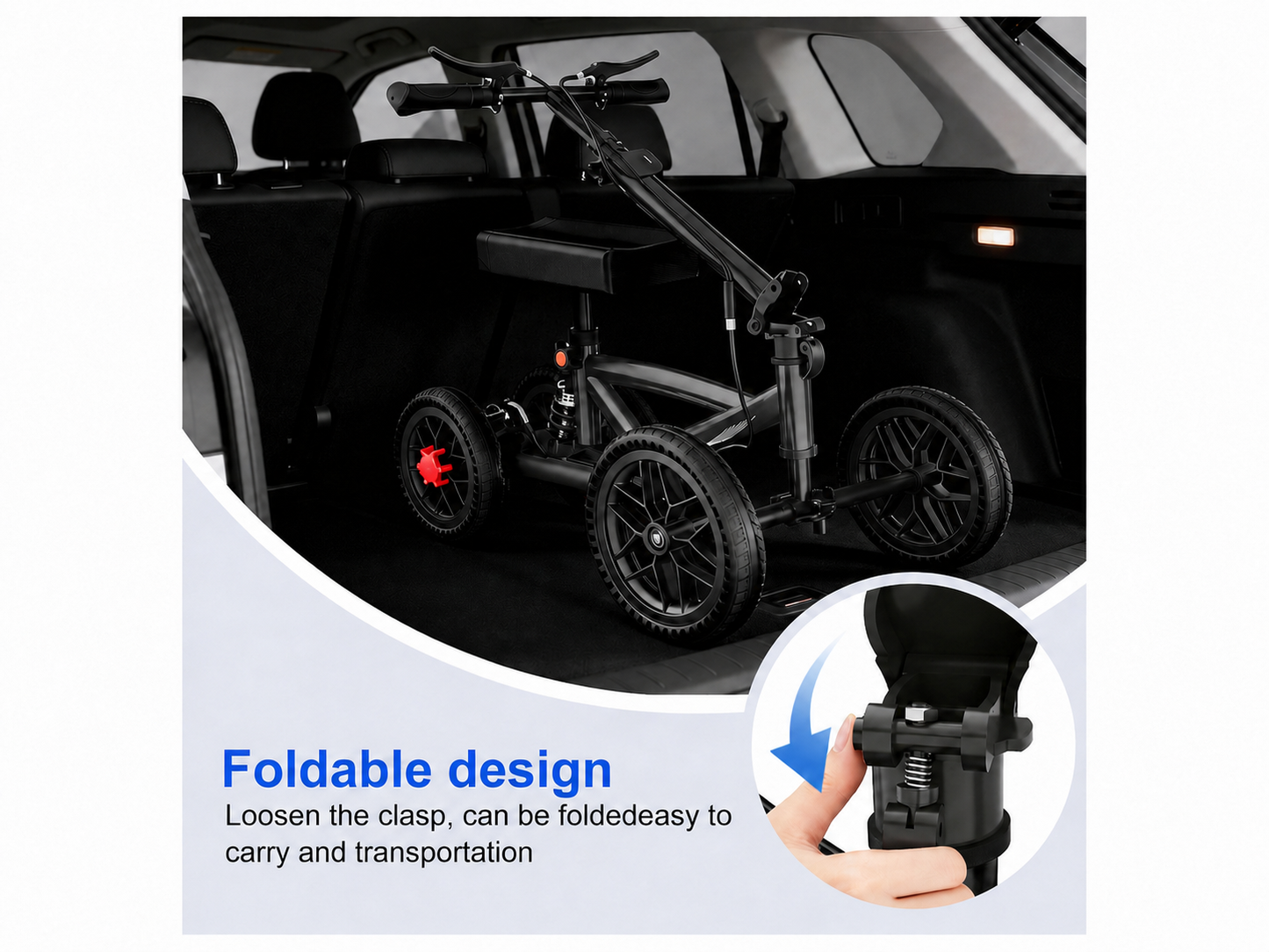 Knee Scooter Walker Steerable Mobility Walking Equipment Wheelchair Medical Crutch Broken Foot Ankle Leg Surgery Injury
