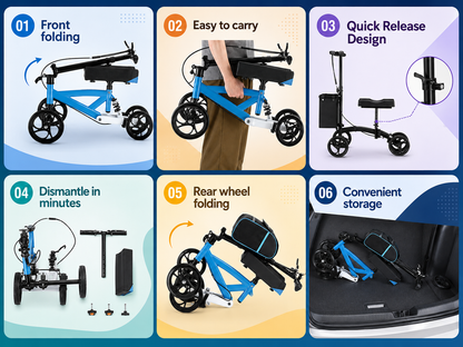 Knee Scooter Walker Steerable Mobility Walking Equipment Wheelchair Medical Crutch Broken Foot Ankle Leg Surgery Injury