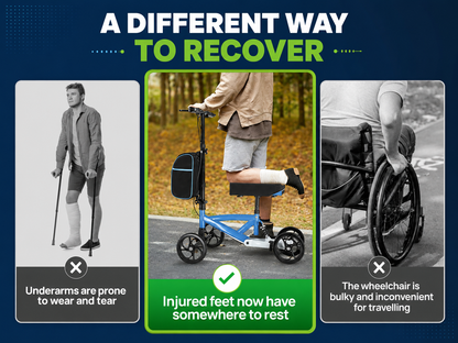 Knee Scooter Walker Steerable Mobility Walking Equipment Wheelchair Medical Crutch Broken Foot Ankle Leg Surgery Injury