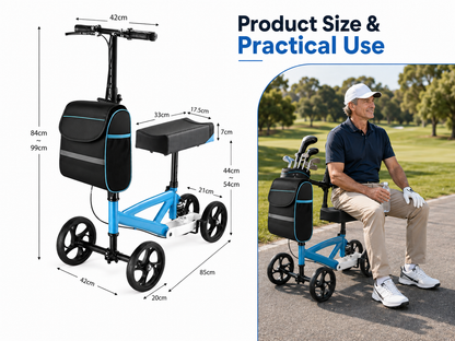 Knee Scooter Walker Steerable Mobility Walking Equipment Wheelchair Medical Crutch Broken Foot Ankle Leg Surgery Injury