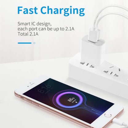 Dual USB Port Wall Charger Fast Charger for iPhone
