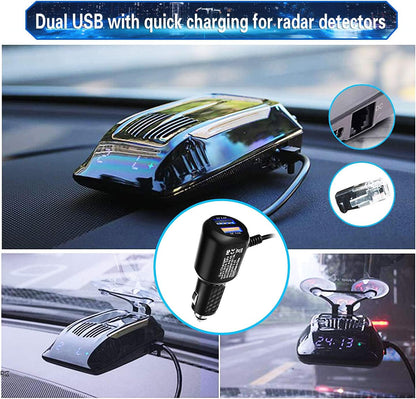 Radar Detector Power Cord – 3.5M RJ11 Cable with Dual USB Charging Ports