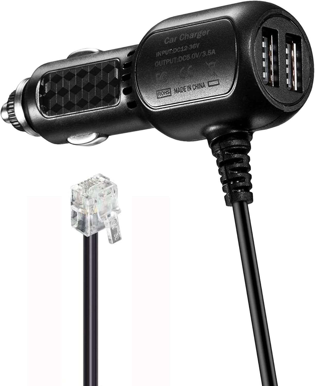 Radar Detector Power Cord – 3.5M RJ11 Cable with Dual USB Charging Ports