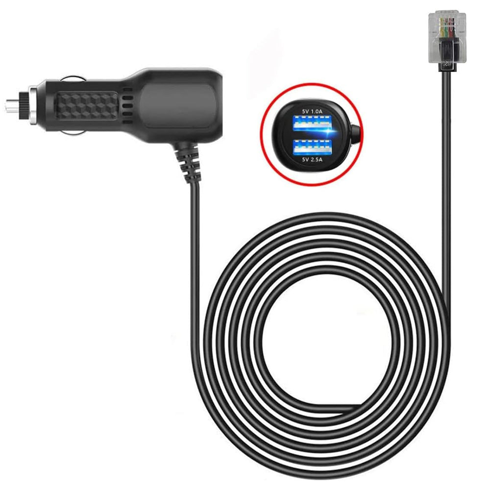 Radar Detector Power Cord – 3.5M RJ11 Cable with Dual USB Charging Ports