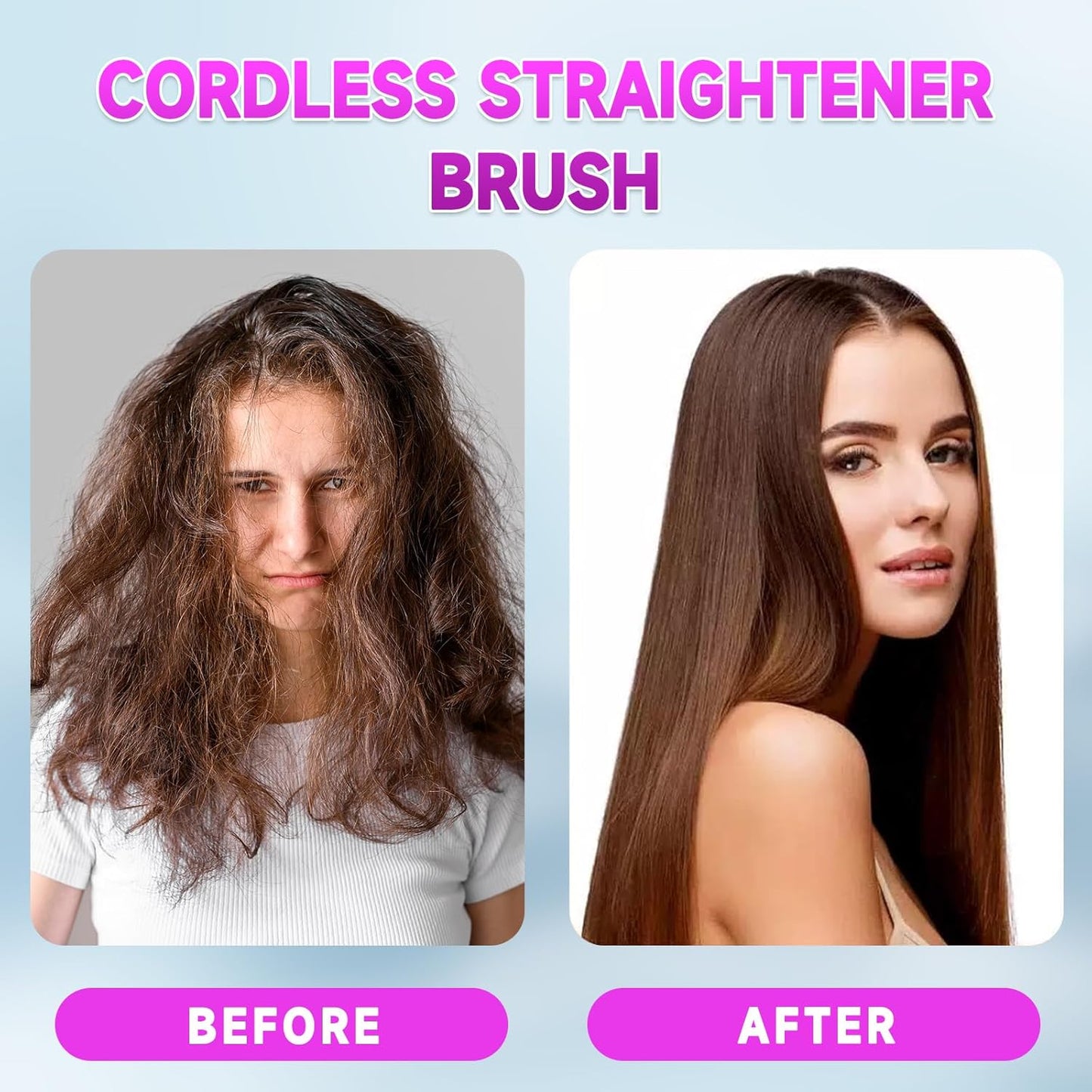 Cordless Hair Straightener Brush 3 Setting