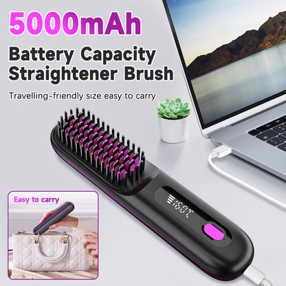 Cordless Hair Straightener Brush 3 Setting