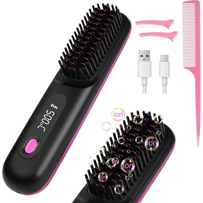 Cordless Hair Straightener Brush 3 Setting