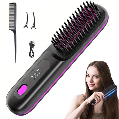 Cordless Hair Straightener Brush 3 Setting