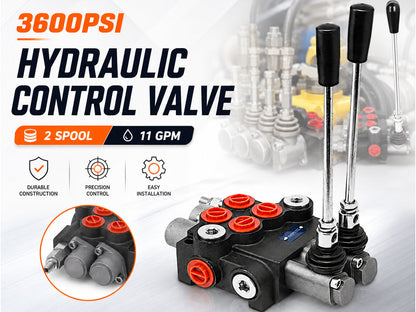2 Spool Hydraulic Directional Control Valve 11 Gpm double acting cylinder spool