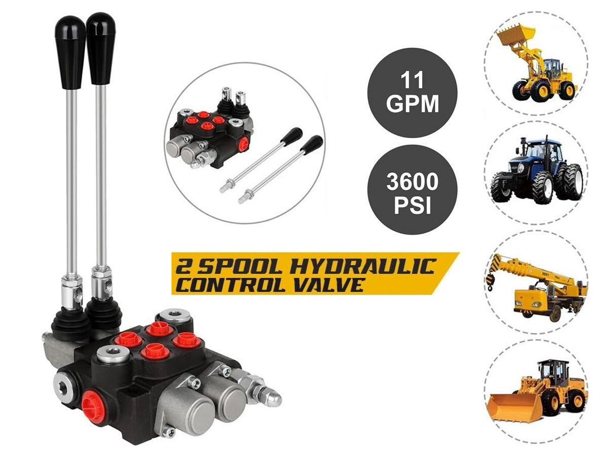 2 Spool Hydraulic Directional Control Valve 11 Gpm double acting cylinder spool