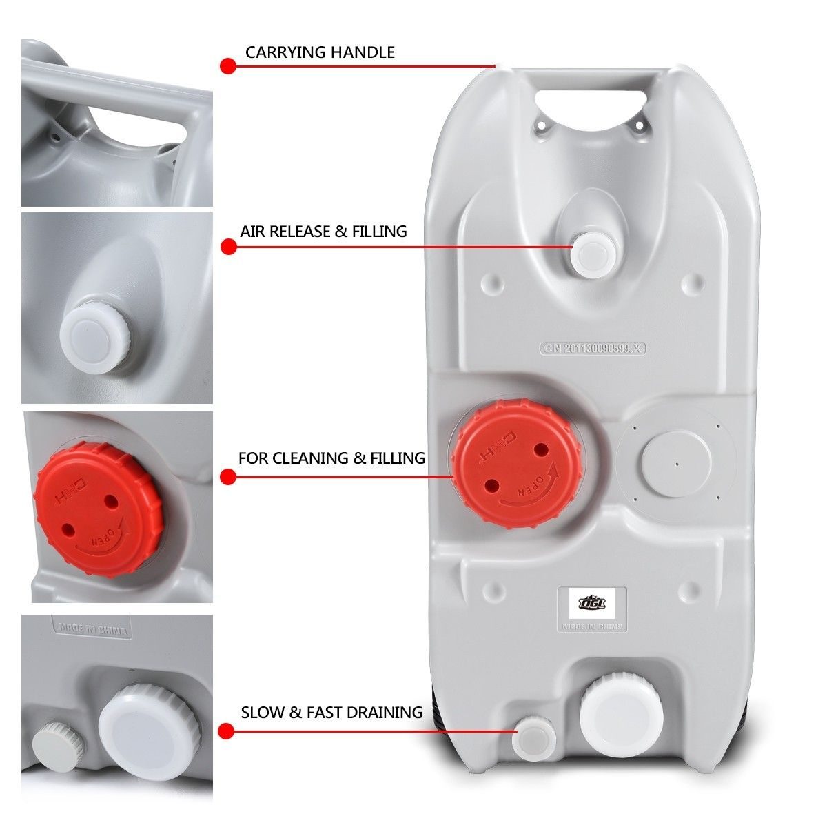 Portable Wheel Water Tank 40L