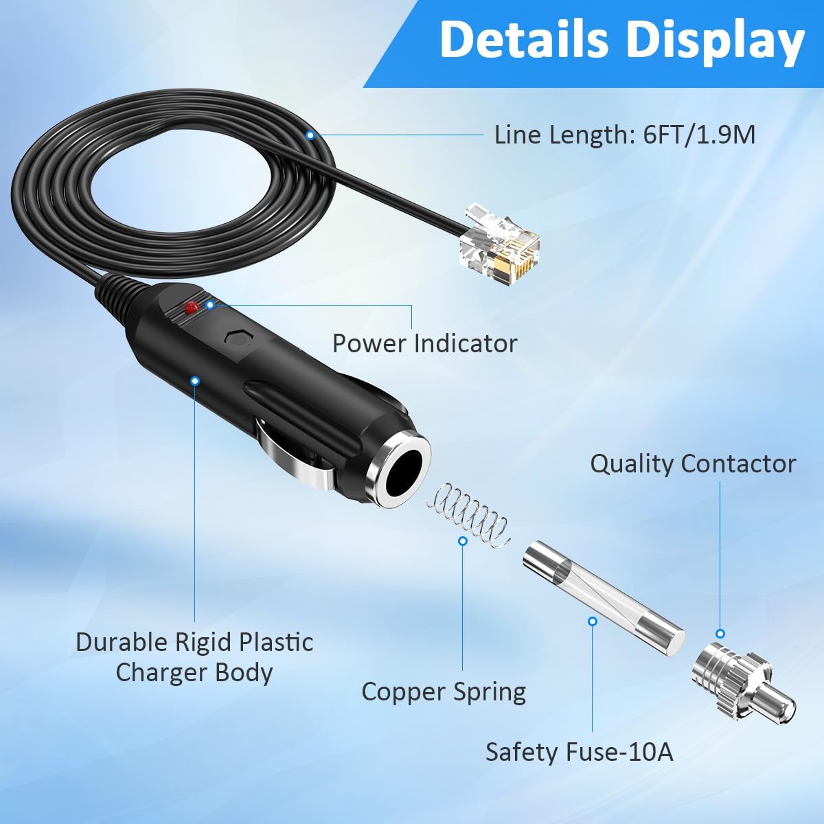 Power Cable Cord for Escort, Beltronic, V1 & Uniden Radar Detectors