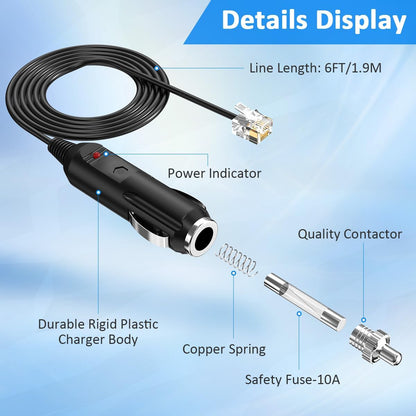 Power Cable Cord for Escort, Beltronic, V1 & Uniden Radar Detectors