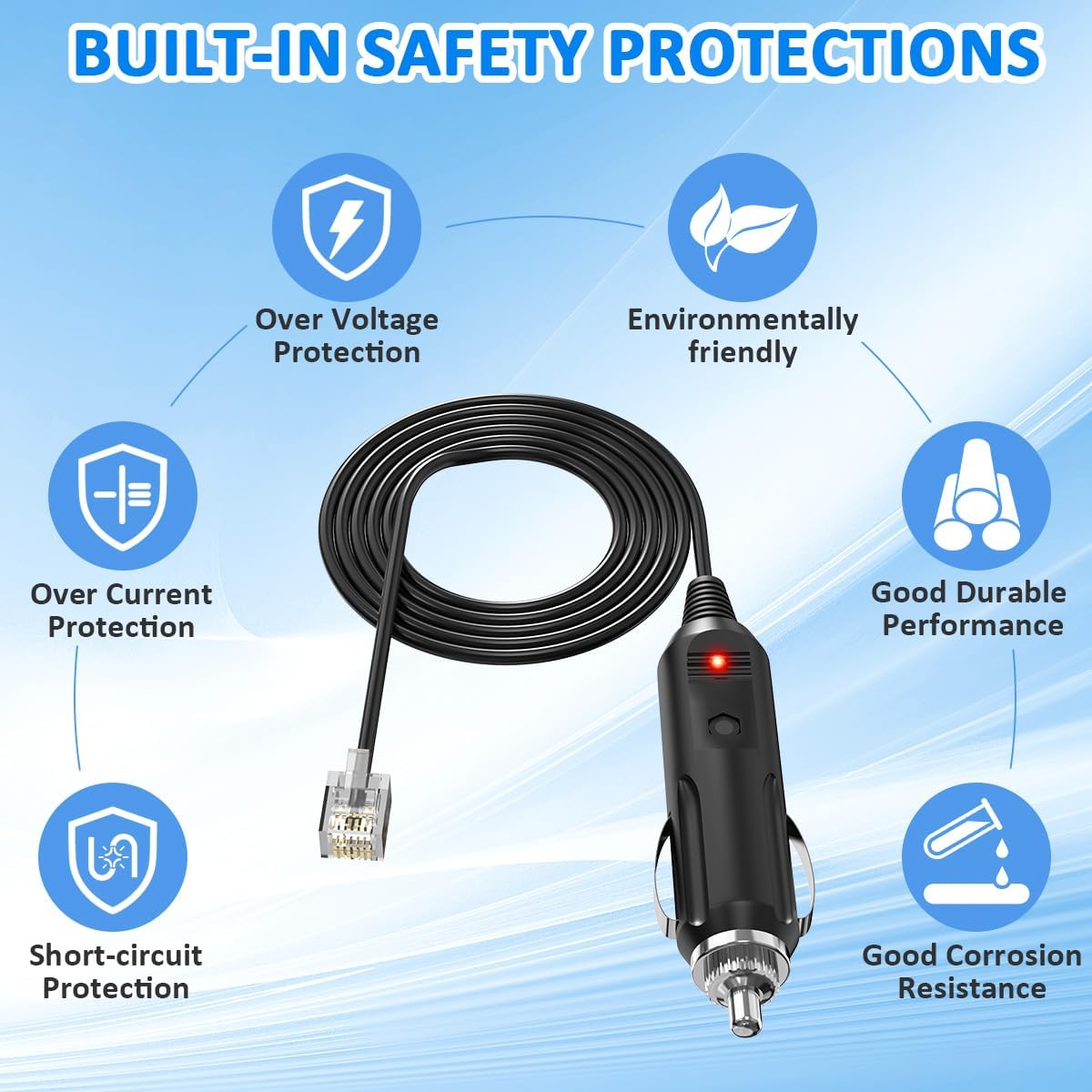 Power Cable Cord for Escort, Beltronic, V1 & Uniden Radar Detectors