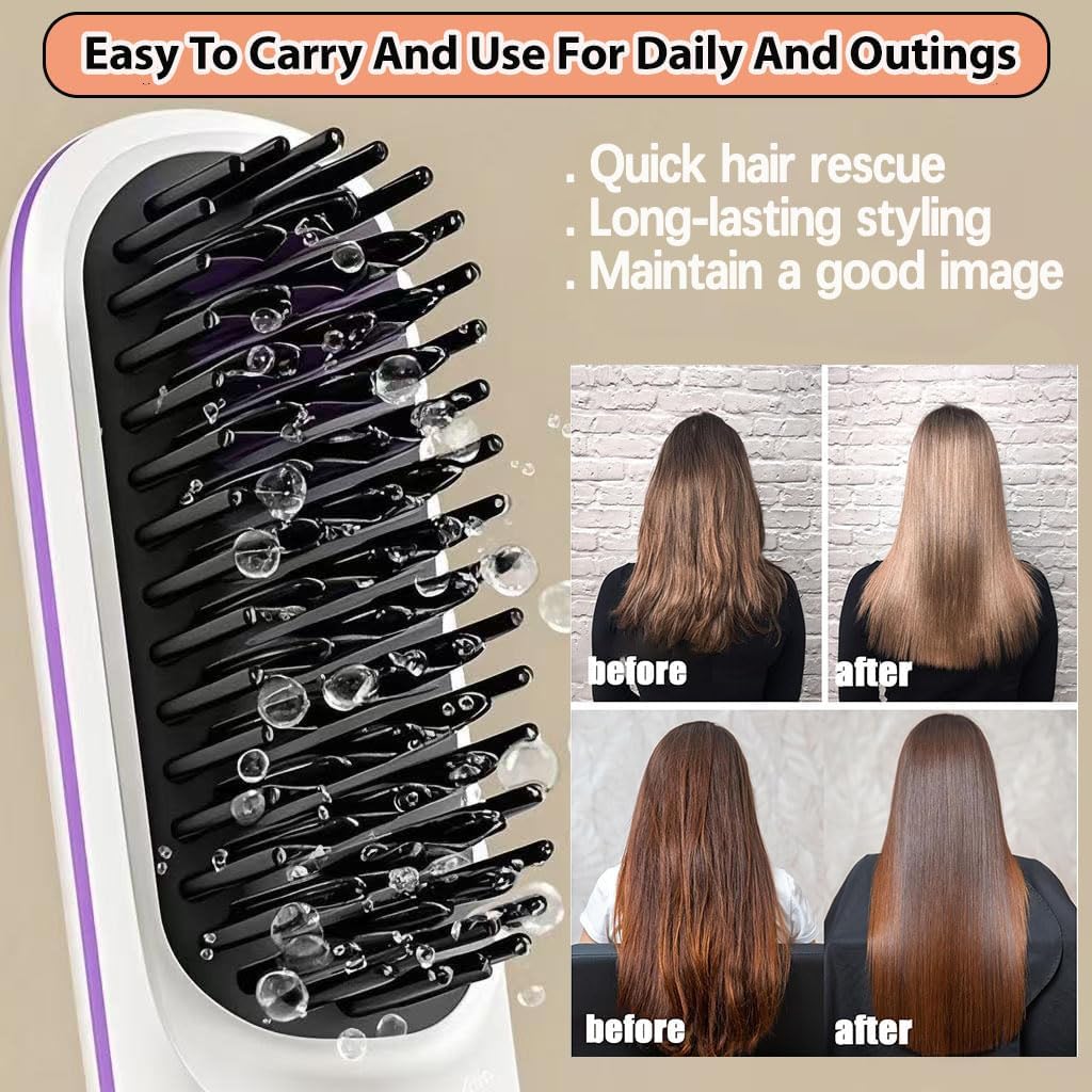 Cordless Hair Straightener Brush 3 Setting