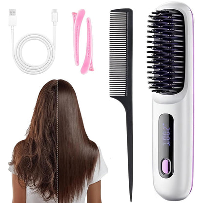 Cordless Hair Straightener Brush 3 Setting