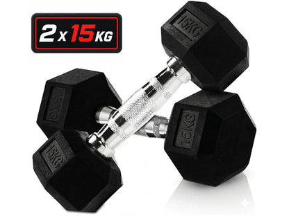 Dumbbell Set - 2 x 15kg Hex Weights