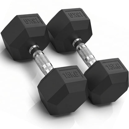 Dumbbell Set - 2 x 15kg Hex Weights