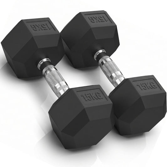 Dumbbell Set - 2 x 15kg Hex Weights