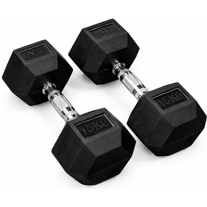 Dumbbell Set - 2 x 15kg Hex Weights