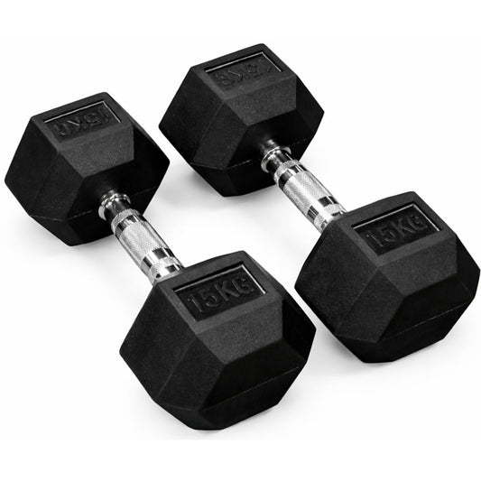 Dumbbell Set - 2 x 15kg Hex Weights
