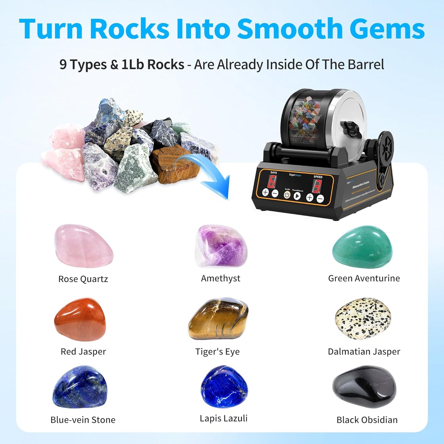 KomeStone Advanced Professional Rock Tumbler Kit