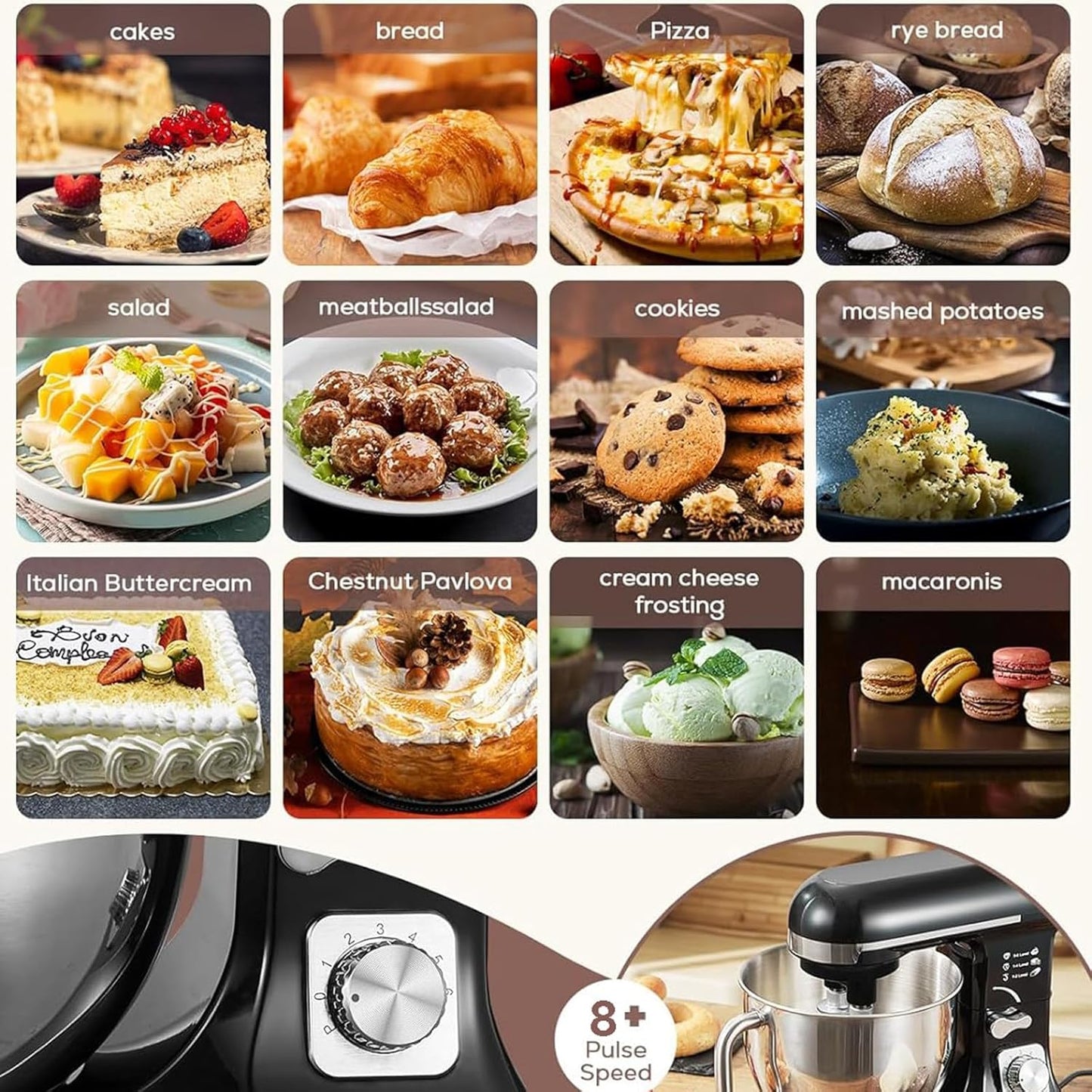 1500W 6L Kitchen Stand Mixer Stainless Steel Bowl with Blender
