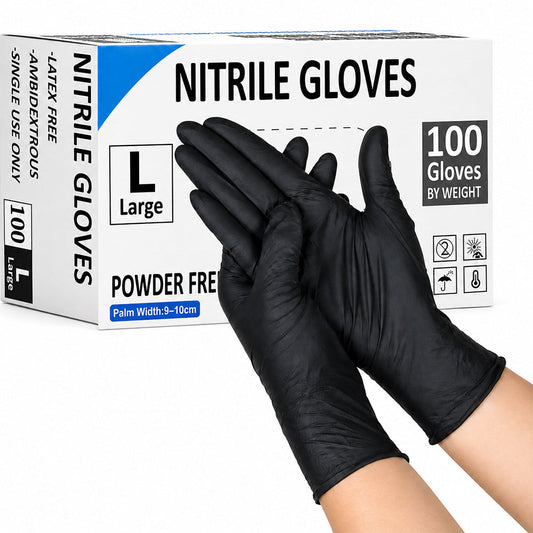 Disposable Nitrile Gloves Black 100 pcs