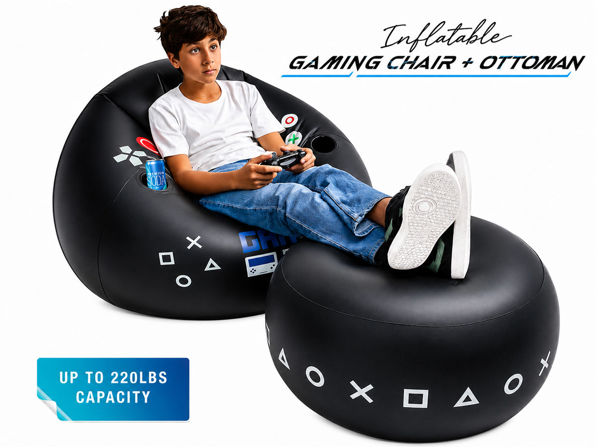 Inflatable Gaming Bean Bag Chair with Ottoman