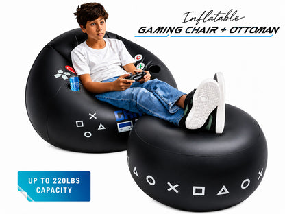 Inflatable Gaming Bean Bag Chair with Ottoman