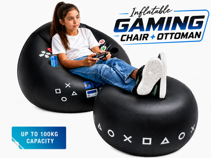 Inflatable Gaming Bean Bag Chair with Ottoman