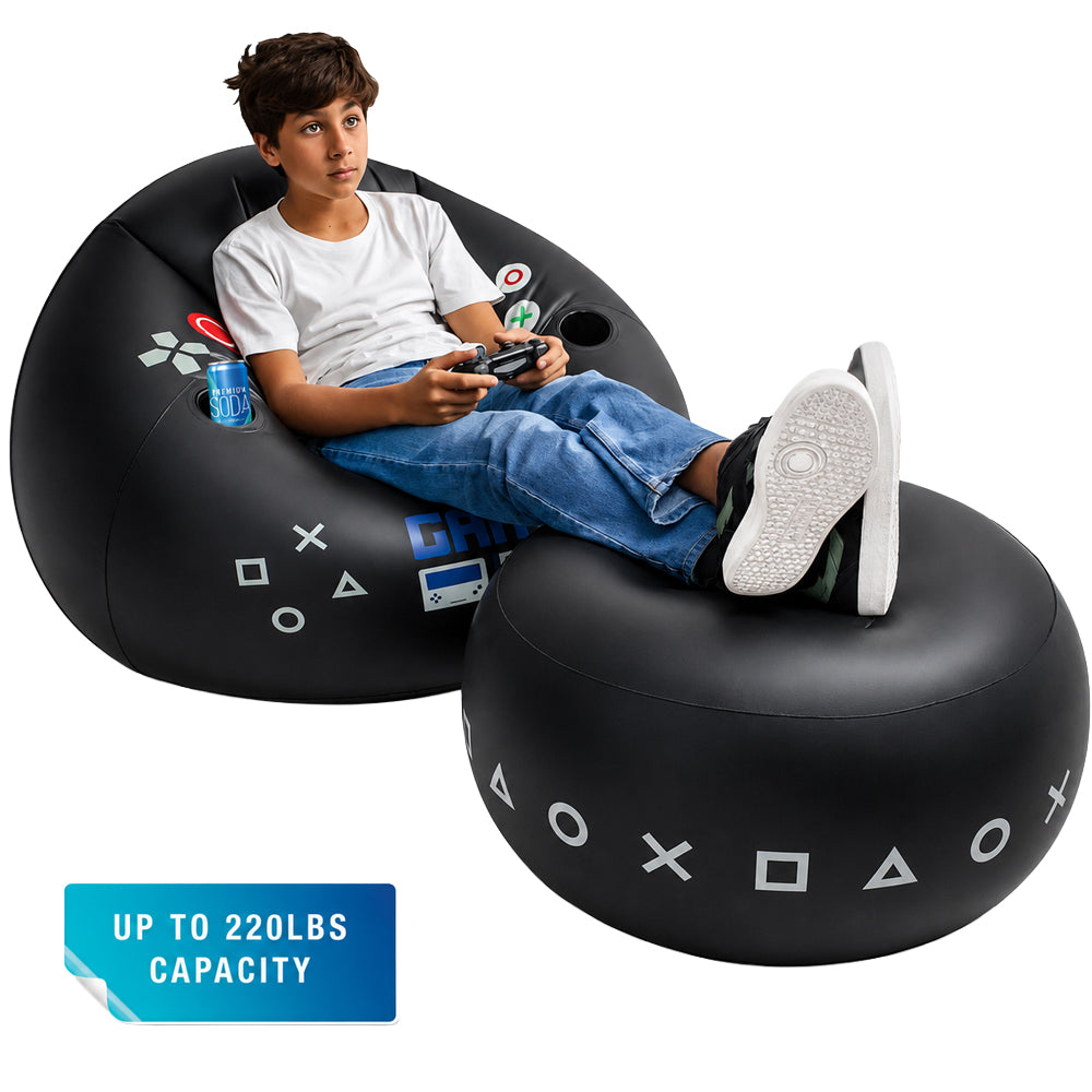 Inflatable Gaming Bean Bag Chair with Ottoman