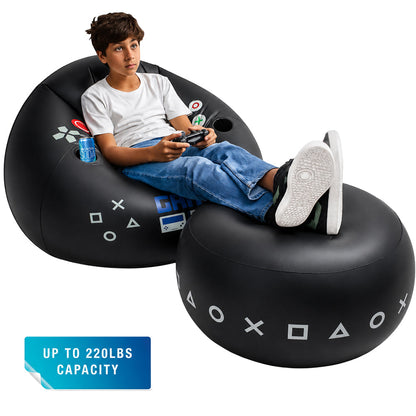 Inflatable Gaming Bean Bag Chair with Ottoman