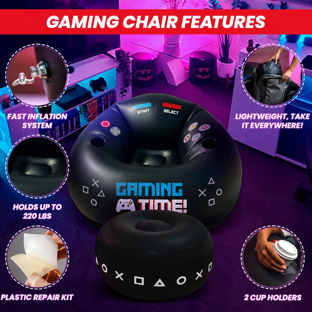 Inflatable Gaming Bean Bag Chair with Ottoman