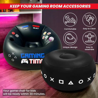 Inflatable Gaming Bean Bag Chair with Ottoman