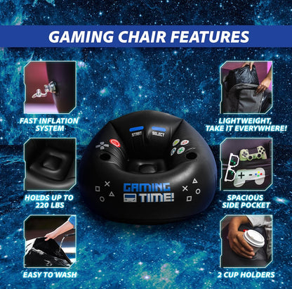 Inflatable Gaming Bean Bag Chair with Cup Holder