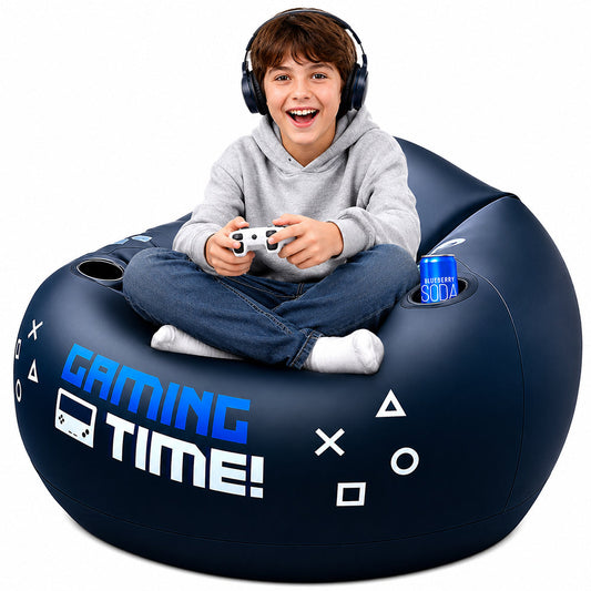 Inflatable Gaming Bean Bag Chair with Cup Holder