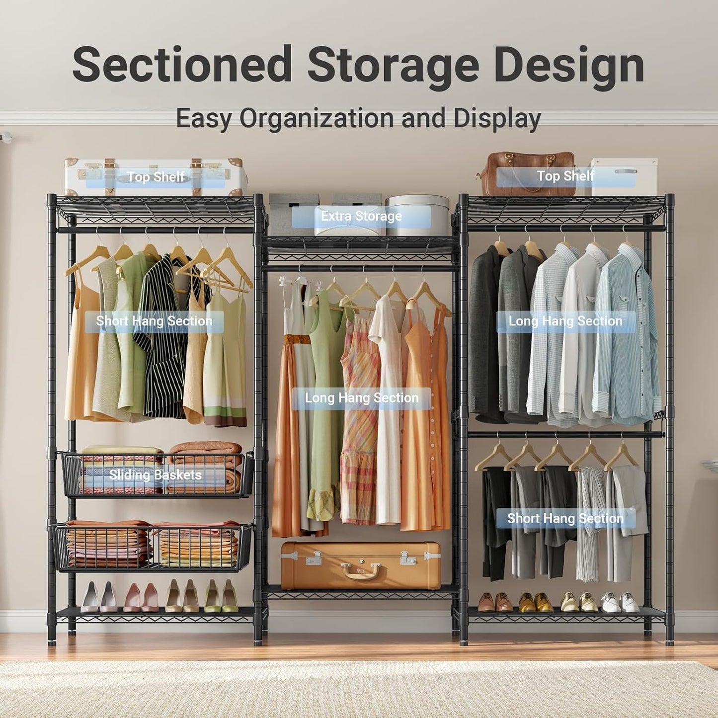Metal Wardrobe Clothes Rack Clothes Organizer
