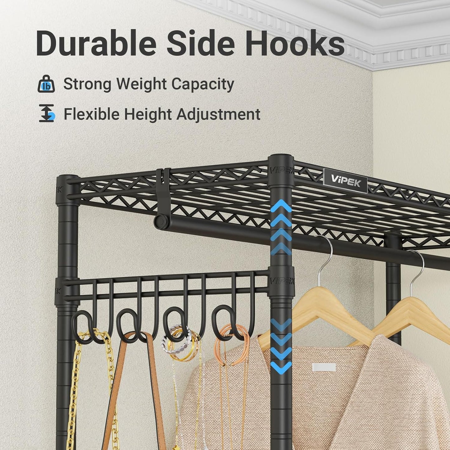 Clothes Rack Stand - Portable Closets Heavy Duty Rolling Garment Rack 3 Tiers