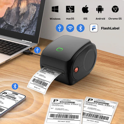 Compact Bluetooth Thermal Label Printer - Direct Thermal, High-Speed 203 DPI