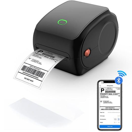 Compact Bluetooth Thermal Label Printer - Direct Thermal, High-Speed 203 DPI