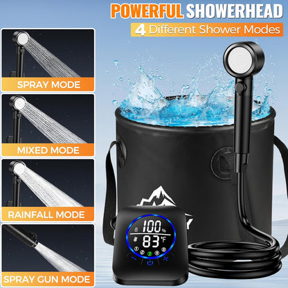 Portable Camping Shower Kit with Folding Bucket