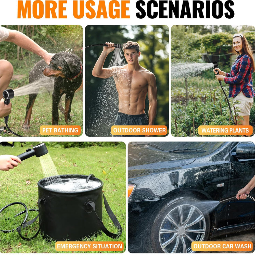 Portable Camping Shower Kit with Folding Bucket