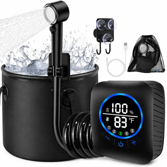 Portable Camping Shower Kit with Folding Bucket