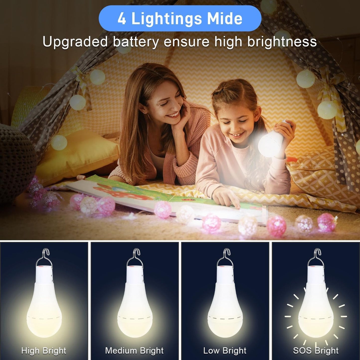 Camping Solar Light Bulb Outdoor Rechargeable LED