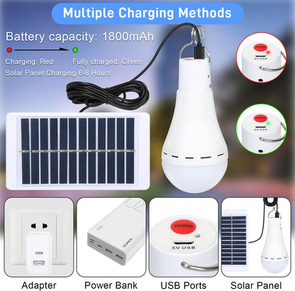 Camping Solar Light Bulb Outdoor Rechargeable LED