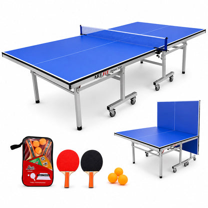 18mm Full Sized Foldable Indoor Table Tennis Table with Accessories
