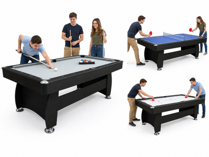 7Ft Multi Function 3 in 1 Pool Table Hockey Tennis Table With A Electronic Puck