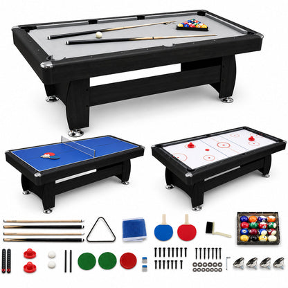 7Ft Multi Function 3 in 1 Pool Table Hockey Tennis Table With A Electronic Puck