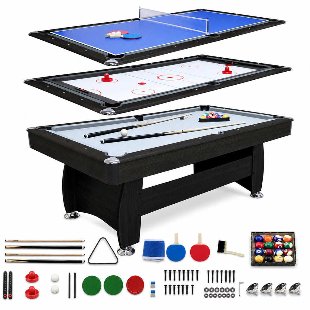 7Ft Multi Function 3 in 1 Pool Table Hockey Tennis Table With A Electronic Puck